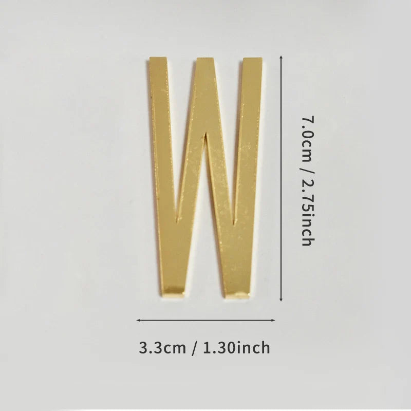 Golden Self Adhesive House Number Metal English Alphabet Letters for Apartment Room Door Plate Table Mailbox Number Stickers 7cm
