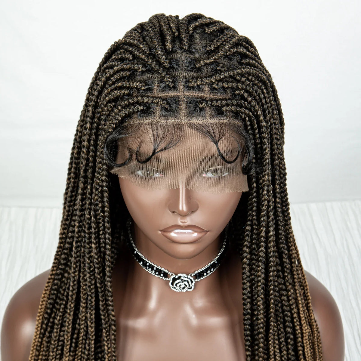 Knotless Cornrow Box Braids Full Lace Wig | Baby Hair | Clearance Sale | Black Women