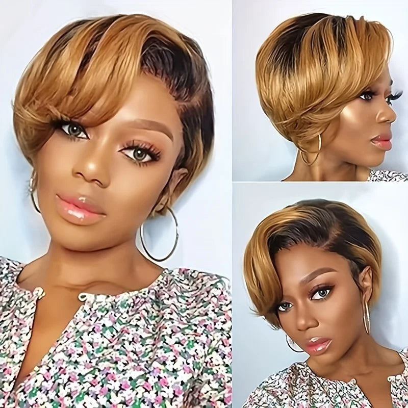 Pixie Cut Bob Human Hair Wig | 180% Density 4x4 HD Lace Closure | Pre-Plucked & Multi-Color Options