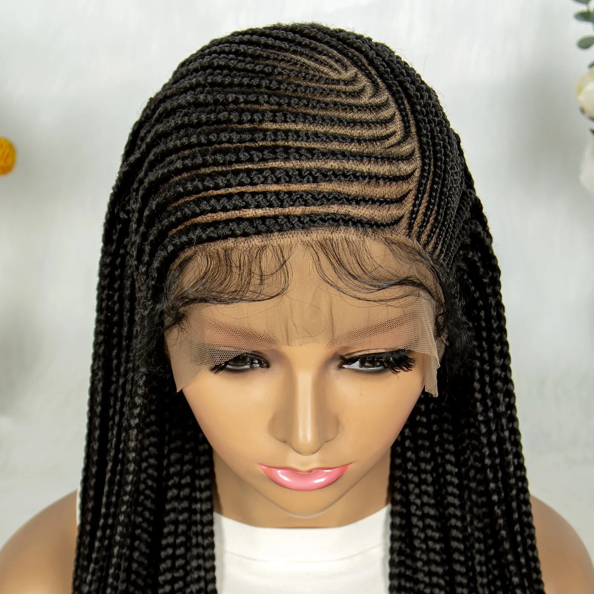 Goddess Bohemian Knotless Braids Wig | Full Lace Front | Cornrow Accents