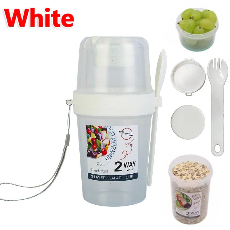 Breakfast On The Go Cups, Salad Cup To Go, Take And Go Yogurt Cereal Overnight Oats Snack Parfait Containers & Salad Dressing Ho
