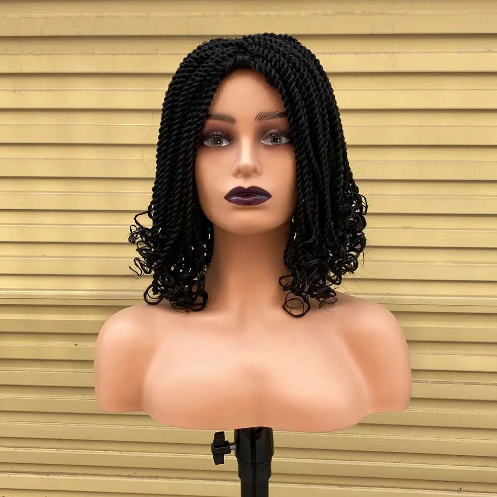 Short Ombre Bug Twist Braided Bob Wig | Crochet Hair | Synthetic African Braids | Black Women