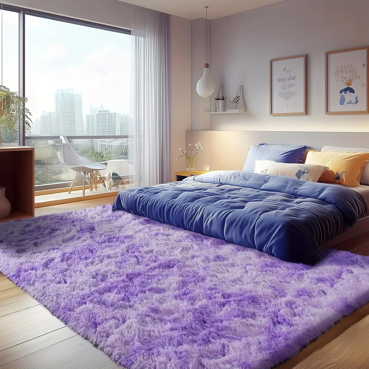 VIKAMA Silky Dream Purple Carpet High-end Carpet For Live Room  Girls Bedroom Carpet Bedside Rugs Warm Washable Carpet Home Deco