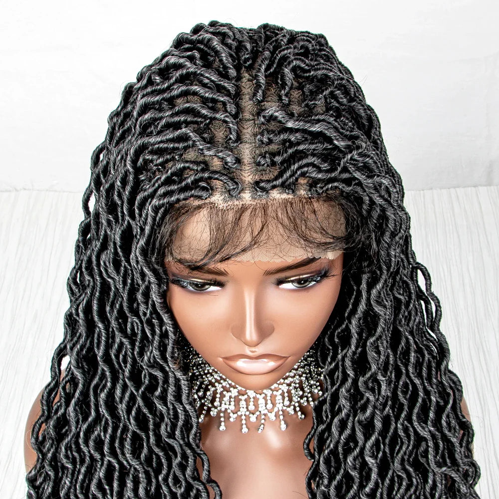 Colorful Dreadlocks & Water Wave Braids Wig | Lace Front | Baby Hair