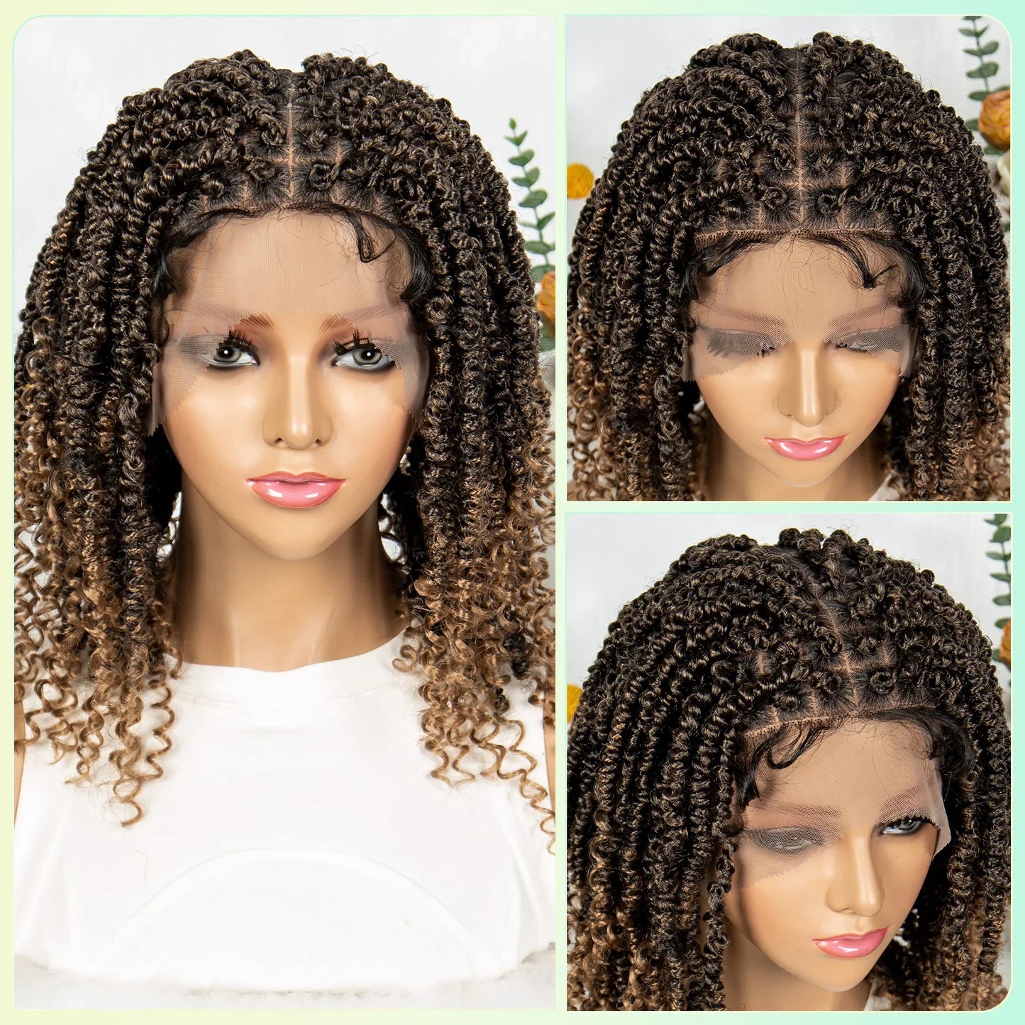Short Length Box Braided Wig Full Lace Braided Wig Curly Hair With Baby Hair Braiding Wig Twisted Dreadlocks Wig For Women