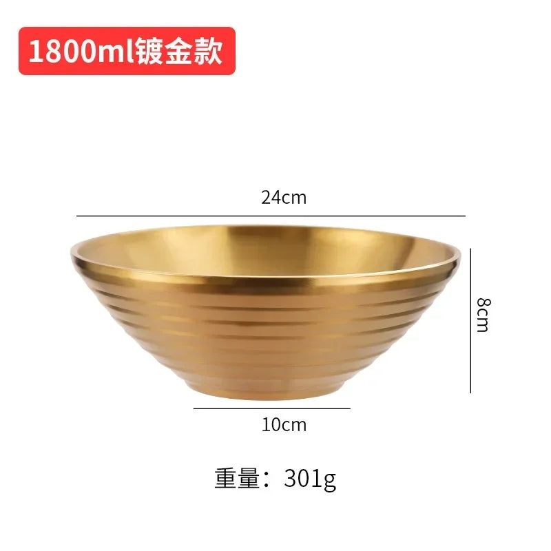 Gold Mixed Noodles, Instant Noodles, 304 Stainless Steel Bowls, Heat Insulation, Japanese Lamian Noodles Bowls.