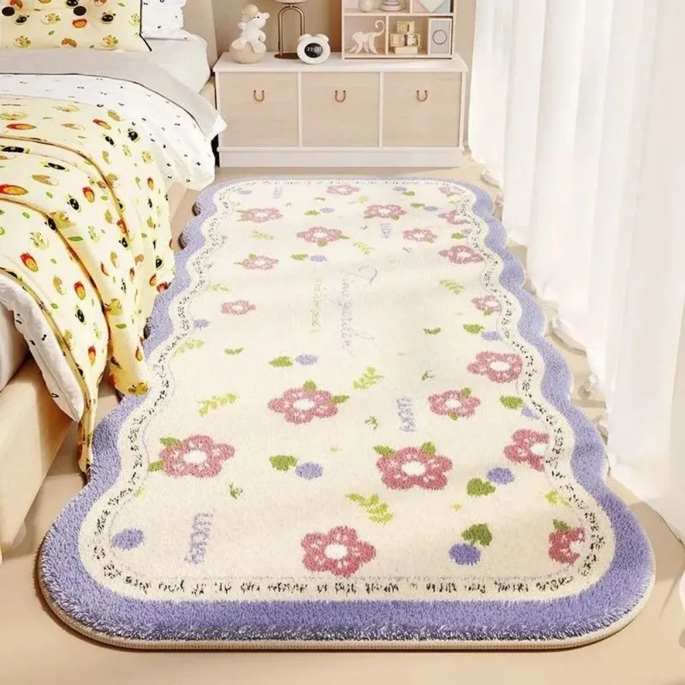 VIKAMA Faux Cashmere Rug, Thickened Absorbent Stain-Resistant Non-Slip Mat for Bedside and Home Use