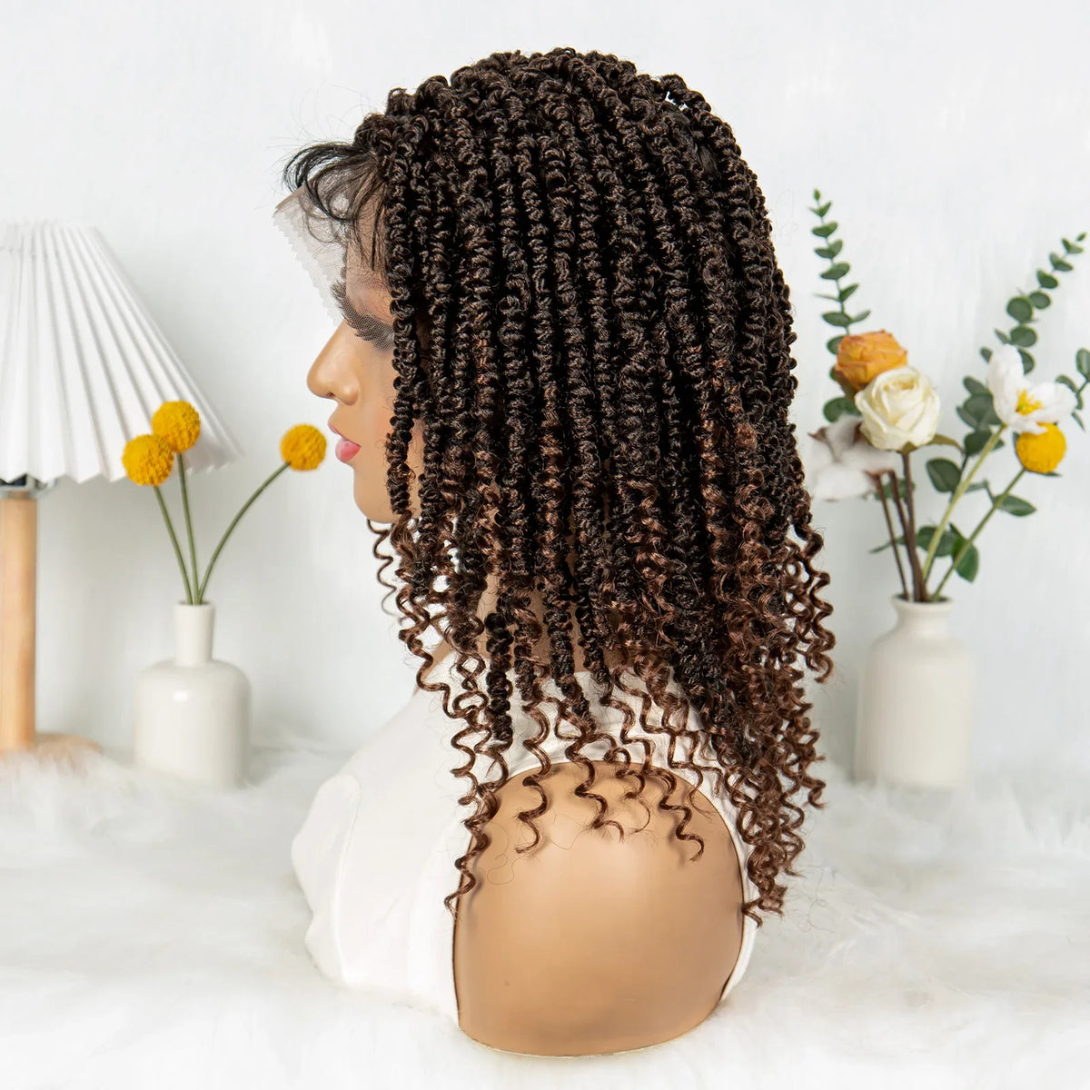 Short Length Box Braided Wig Full Lace Braided Wig Curly Hair With Baby Hair Braiding Wig Twisted Dreadlocks Wig For Women