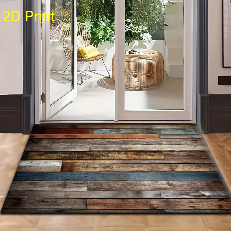 VIKAMA Wood Striped Carpet Kitchen Rug Thin Door Mat Long Floor Mat Laundry Room Carpet Living Room Carpet Rug For Bedroom Home
