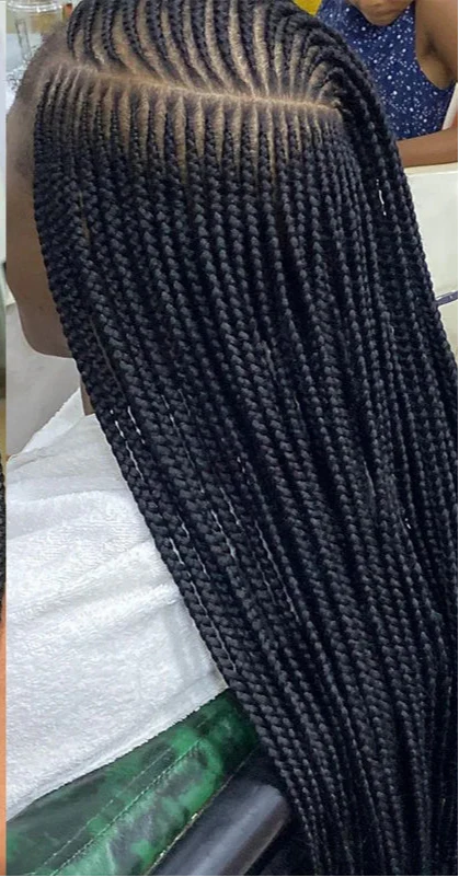 36" Blonde Cornrow Box Braided Wig | 613 Synthetic | Full Lace Front | Side Part | For Women