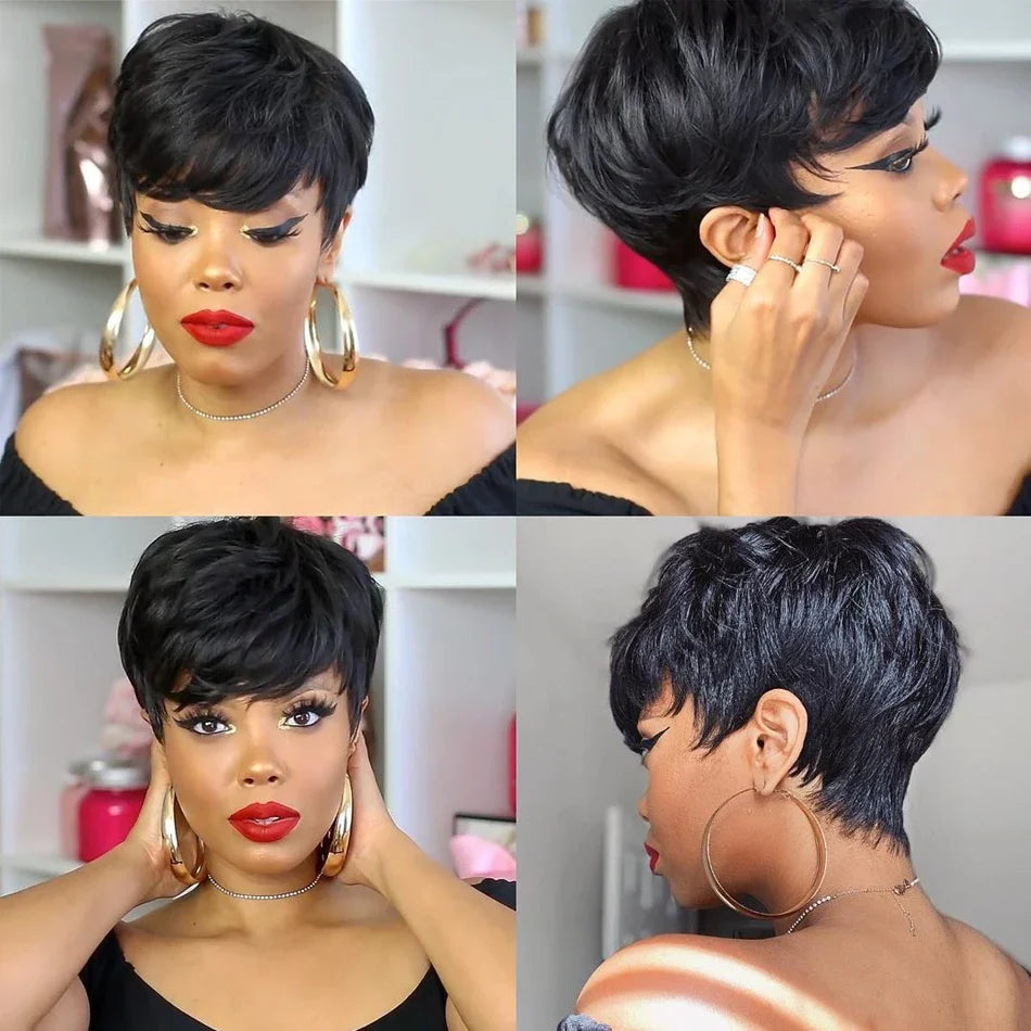 Pixie Cut Bob Wig | Straight Human Hair for Black Women