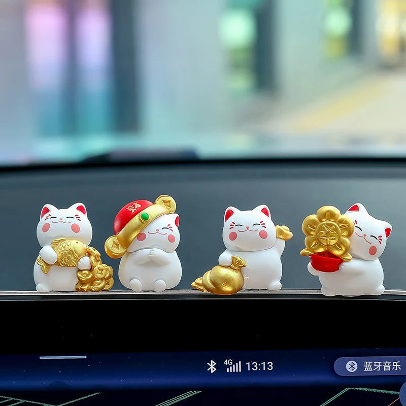 4/6pcs Cartoon Lucky Cats Figurines Miniatures Micro Landscape Ornaments For Home Room Desktop Decorations Accessories Gifts