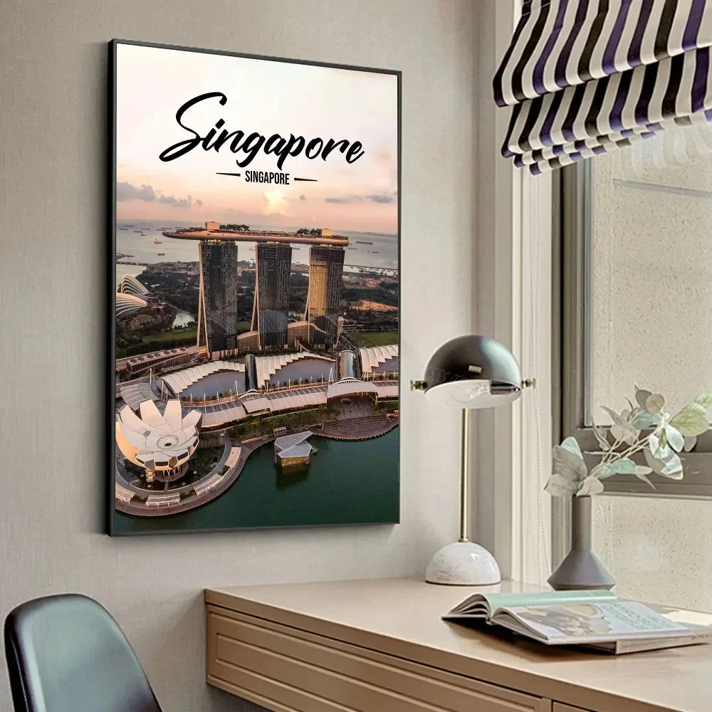 Famous Travel CitiesKuala Lumpur_Dubai_Amsterdam_Lisbon_ Poster HD Posters Home Room Bar Cafe Decor Art Wall Painting Picture