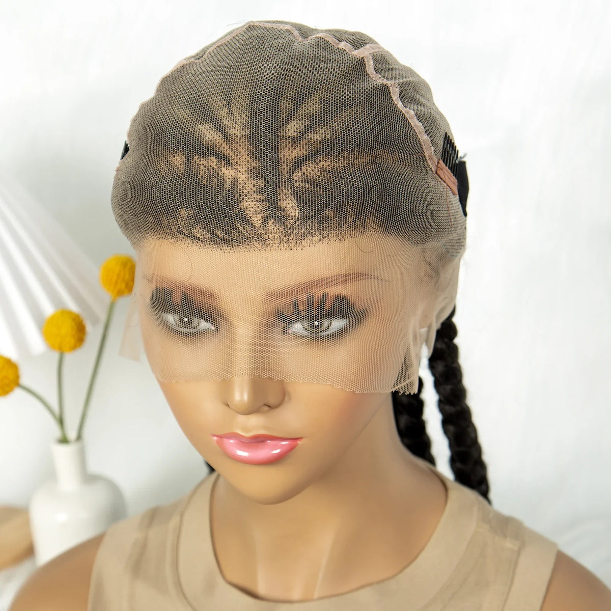 Knotless Cornrow Box Braided Full Lace Wig | Twisted Accents | Natural Hair Texture | Black Women