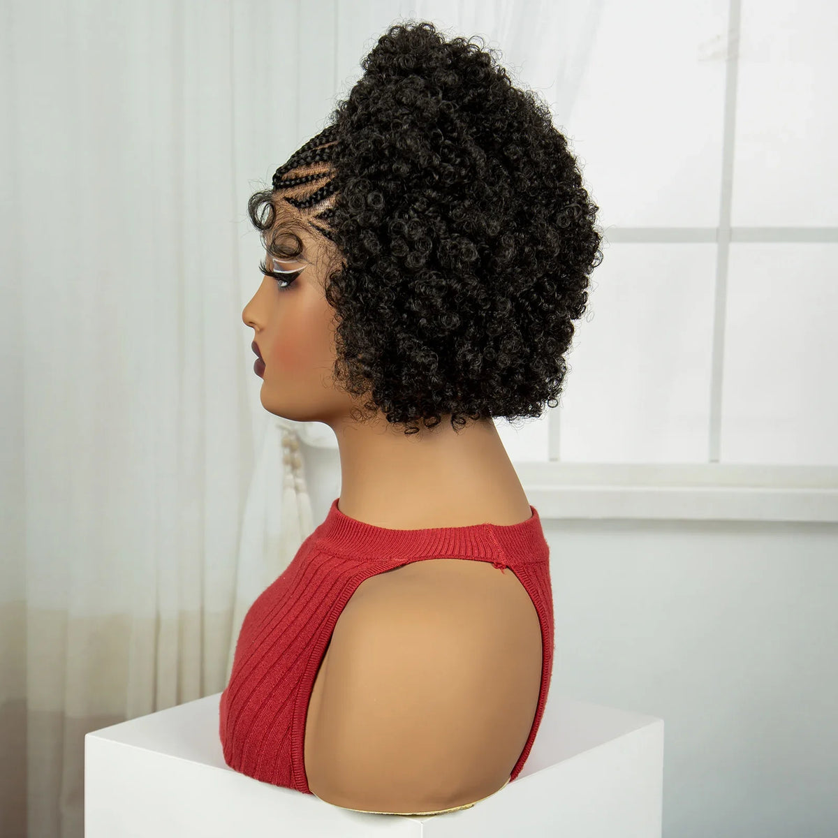 Natural Afro Kinky Curly Braids Bob Wig | Transparent Lace Front | Baby Hair