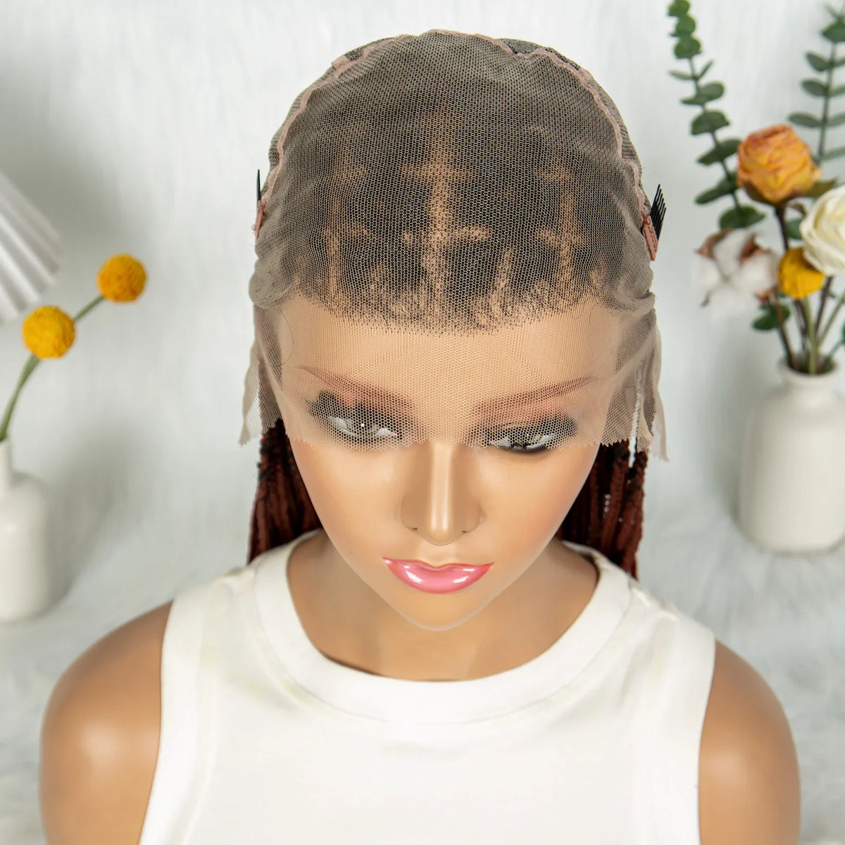 KIMA Box Braided Wig Synthetic Full Lace Braided Wig Cornrow Braids Wig With Baby Hair Transparent Lace Knotless Faux Locs Wig
