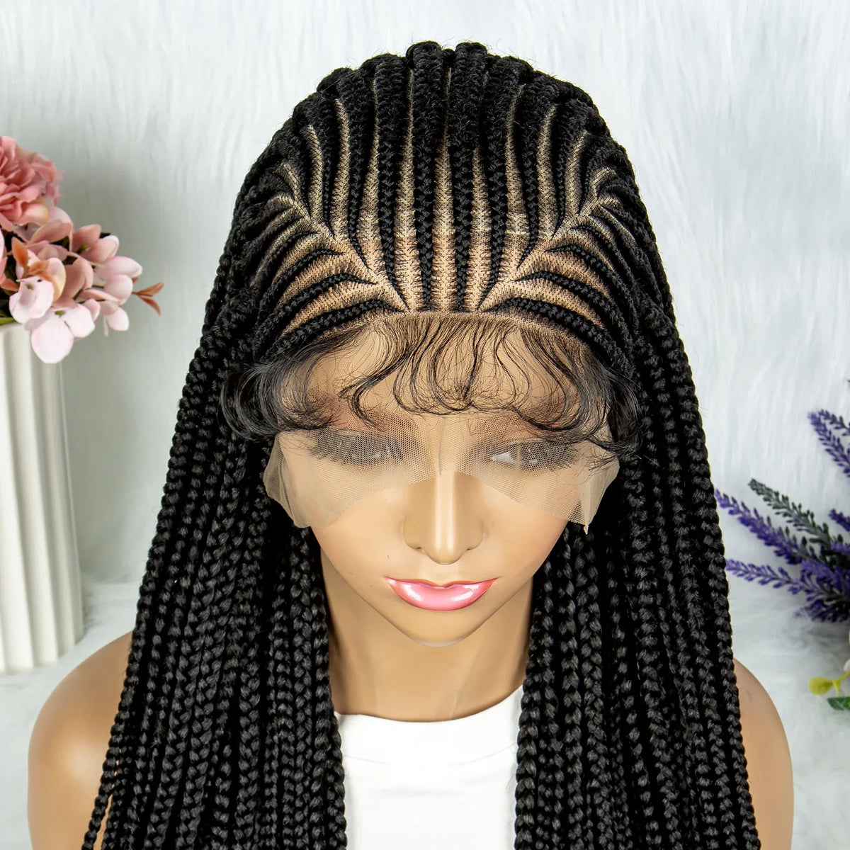 Fulani Cornrow Box Braids Wig | Full Lace | Baby Hair | Black Women