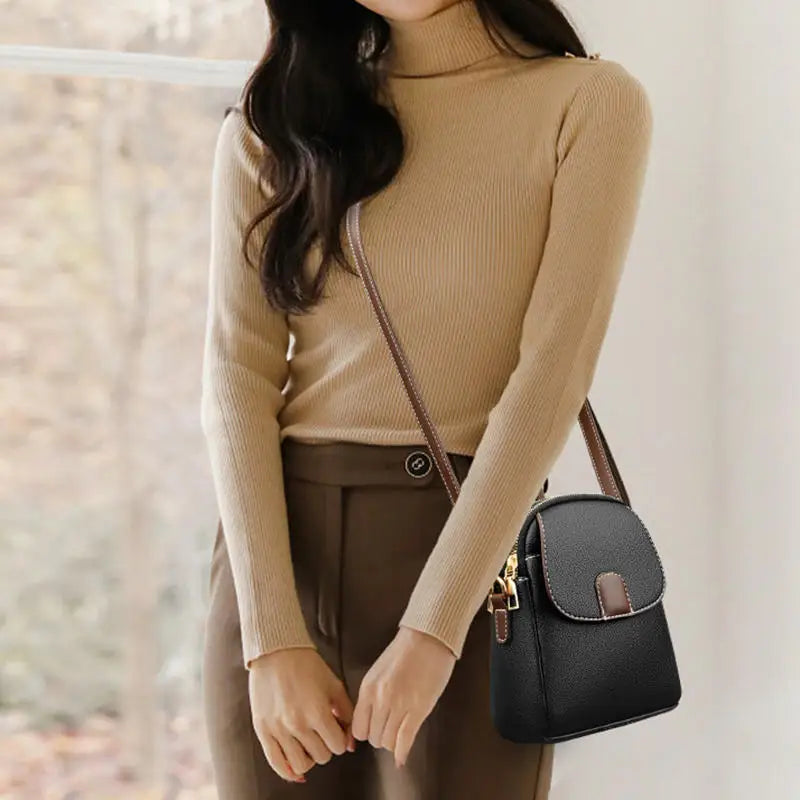 Fashion Leather Crossbody Bag for Women | Mini Shoulder Bag & Flip Zipper Messenger Bag (Students' Small Handbag)