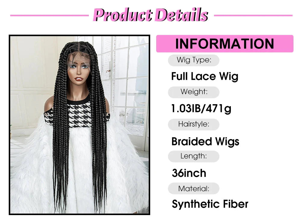 Jumbo Cornrow & Knotless Box Braids Wig | Full Lace | Baby Hair | Black Women