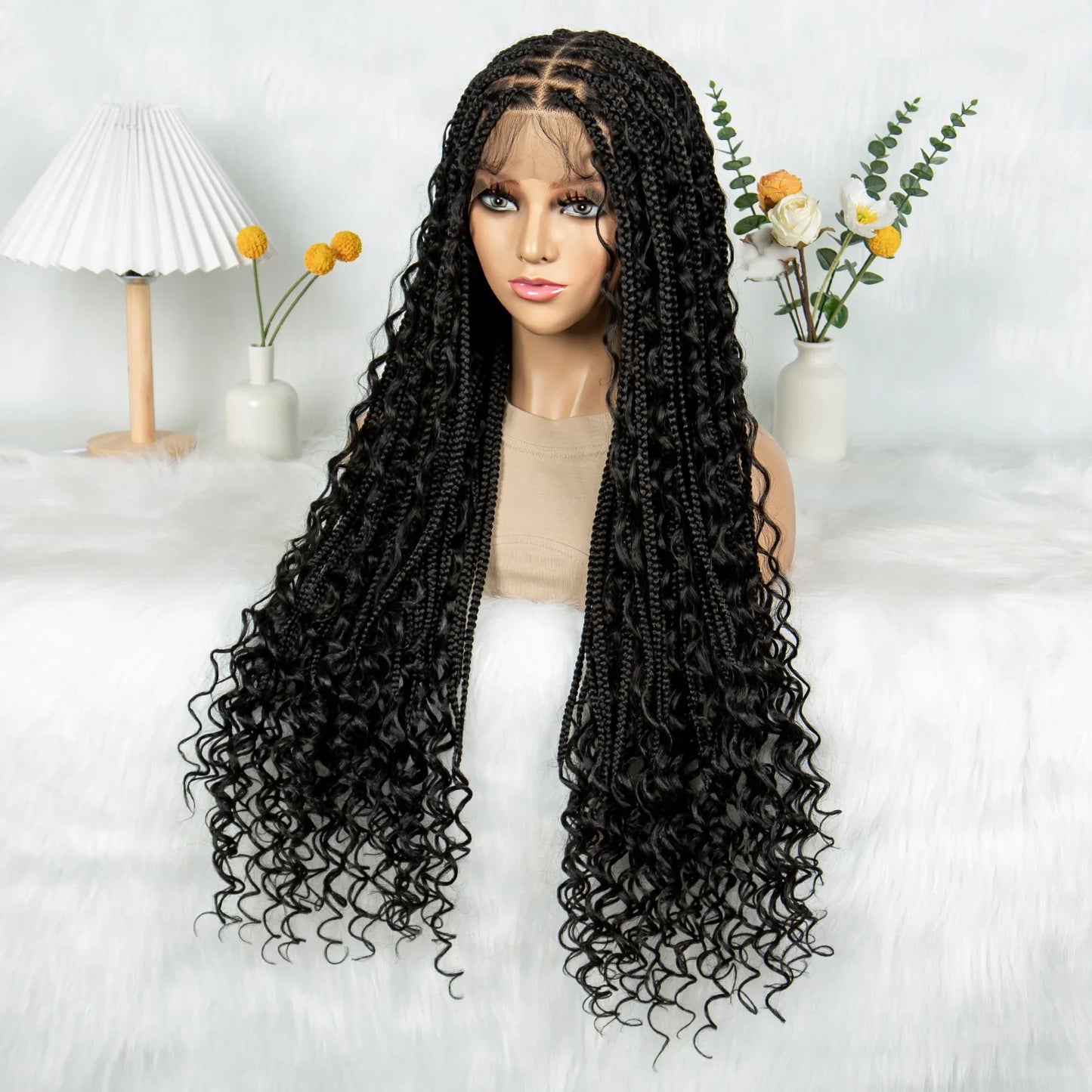 HD Transparent Boho Box Braids Wig | Full Lace | Knotless | Black Women & Girls