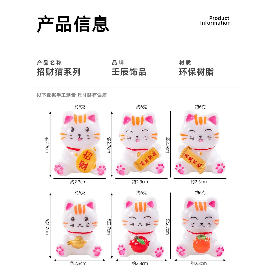 4/6pcs Cartoon Lucky Cats Figurines Miniatures Micro Landscape Ornaments For Home Room Desktop Decorations Accessories Gifts