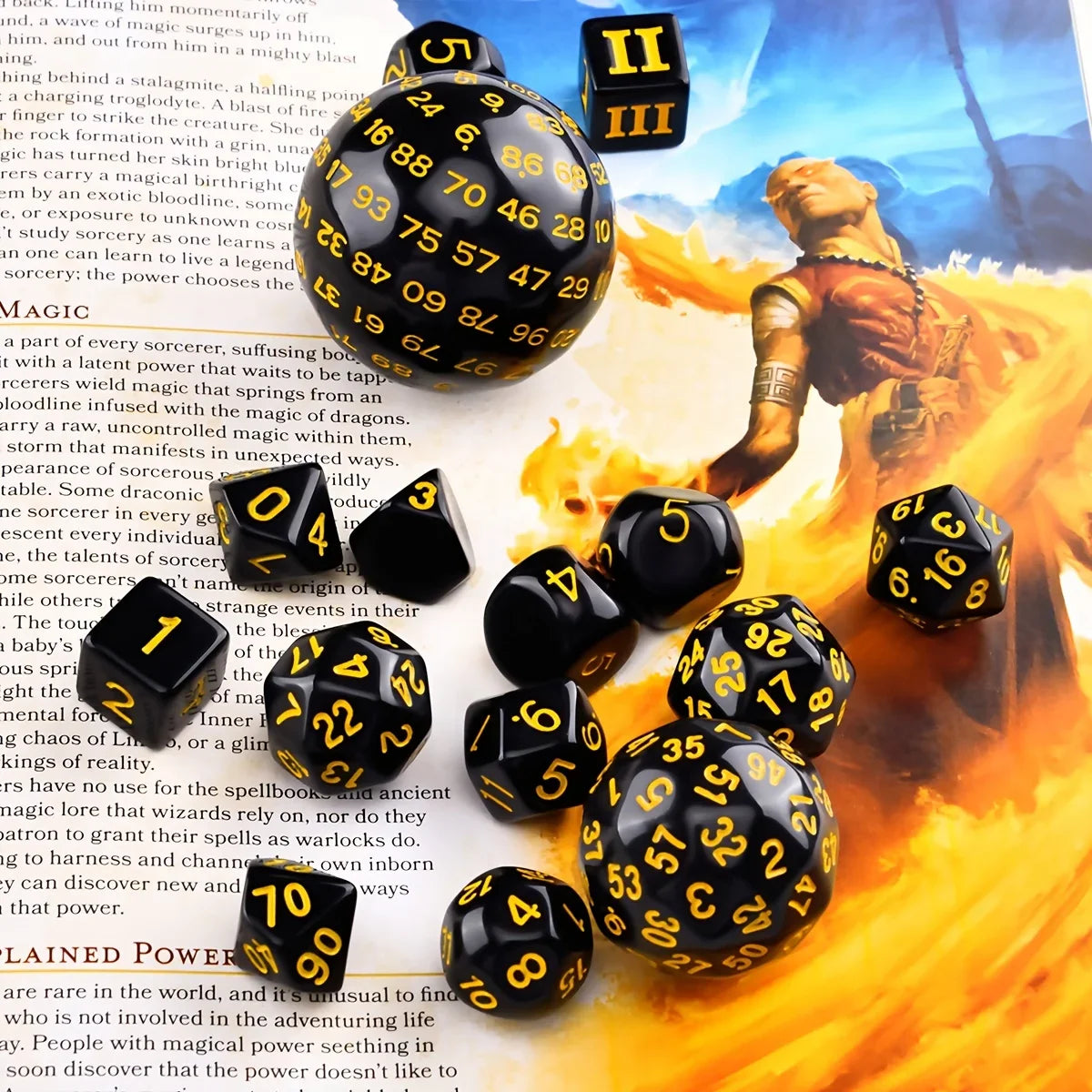 15Pcs Polyhedral Dice Table Game Dice for DND RPG Dungeons and Dragons D3 D4 D5 D6 D7 D8 D10 D% D12 D16 D20 D24 D30 D60 D100