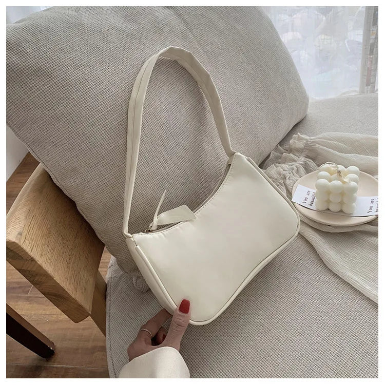 Retro Forearm Bag for Women | PU Leather Bow Handbag & Baguette Shoulder Bag (Western Style Underarm Bag, Casual Tote)