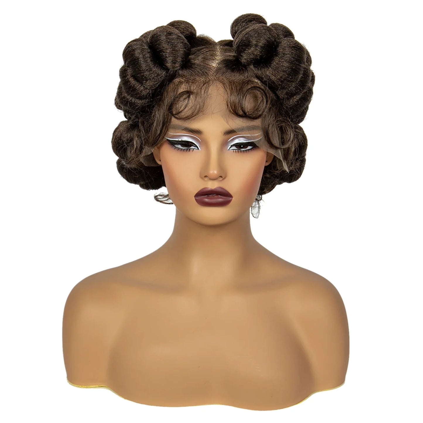 Short Cute Bantu Knotless Braids Wig | Transparent Full Lace | Handmade