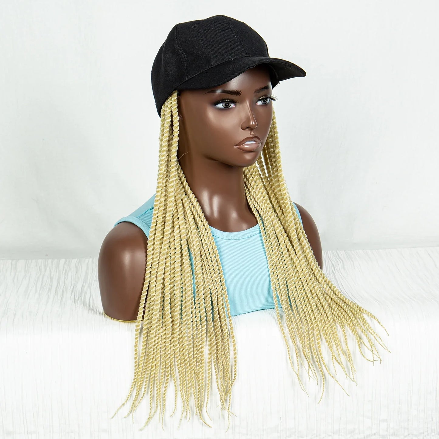 Braided Hat Wig with Twist Crochet Hair | Knotless Box Braids | Baseball Cap