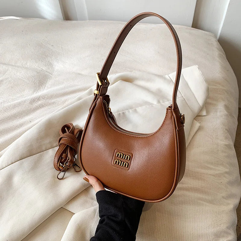 Vintage Small Bag | Women's New Crescent Shaped Bag & Autumn Winter Dumpling Bag (Commuting Black Crossbody Bag)
