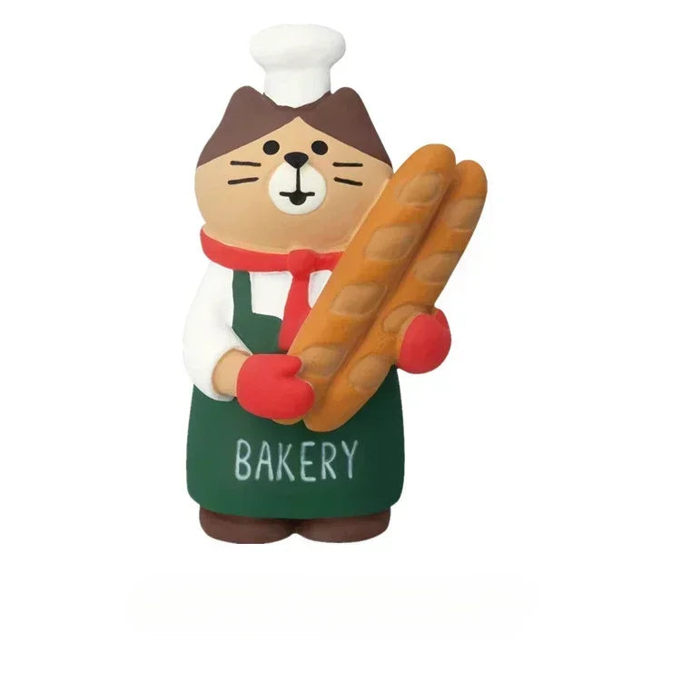 1pc ZAKKA Japanese Cat Food Bakery Coffee Shop Scene Decoration Resin Crafts Small Ornaments Croissant Donut Dessert Cupcake