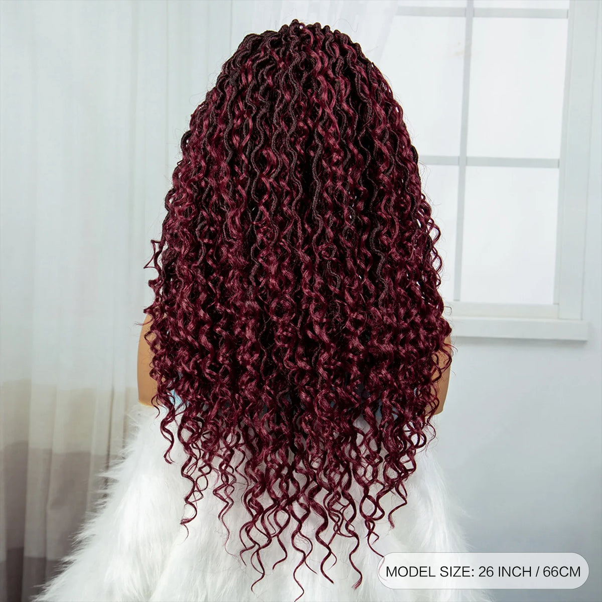 Burgundy Goddess Faux Locs Wig | Curly Ends | Lace Front | Baby Hair