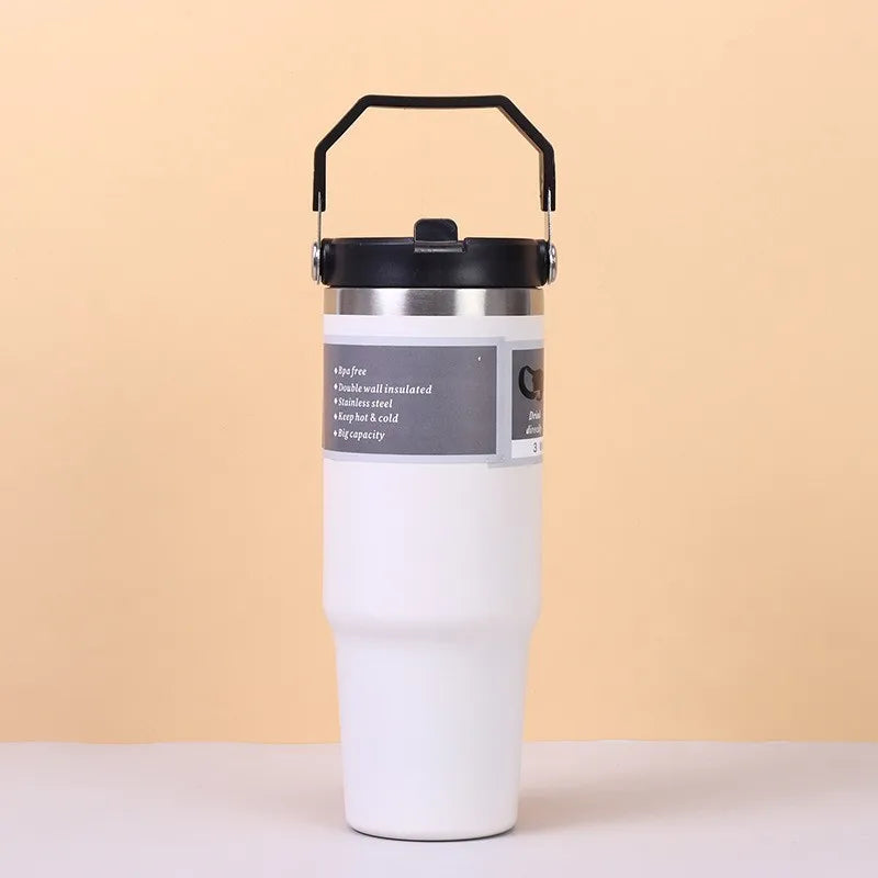 30 Oz Insulated Mug 304 Stainless Steel Drinkware Vacuum Insulation BPA free Tritan Material, Perfect for Iced and Hot Drinks