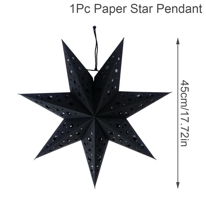 30-75cm Hollow Star Hanging Pendant Eid Mubarak Christmas Ramadan Decoration 2024 Islamic Muslim Party Decor Ramadan Kareem Gift