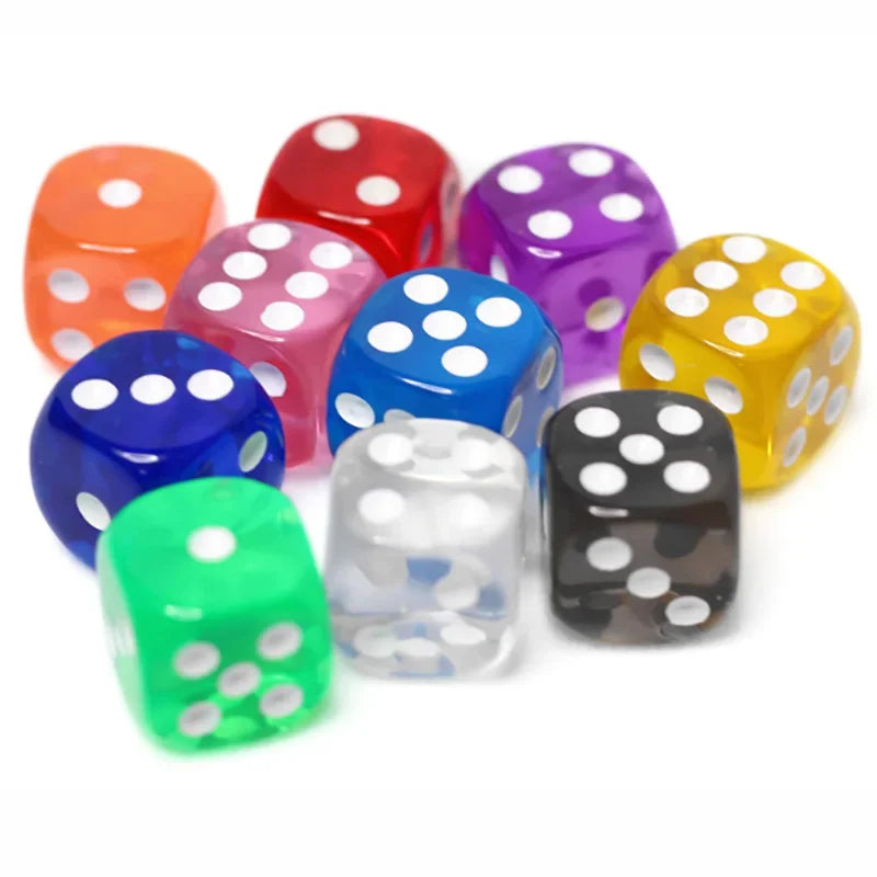 10PCS/Lot Filleted Corner Dice Colorful Transparent Acrylic 6 Sided Dice  Club/Party/Family Games