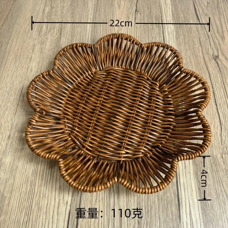 Imitation Rattan Fruit Basket Sundry Storage Basket Hand-Woven Storage Box Home Storage Supplies Tabletop Display Rattan Basket
