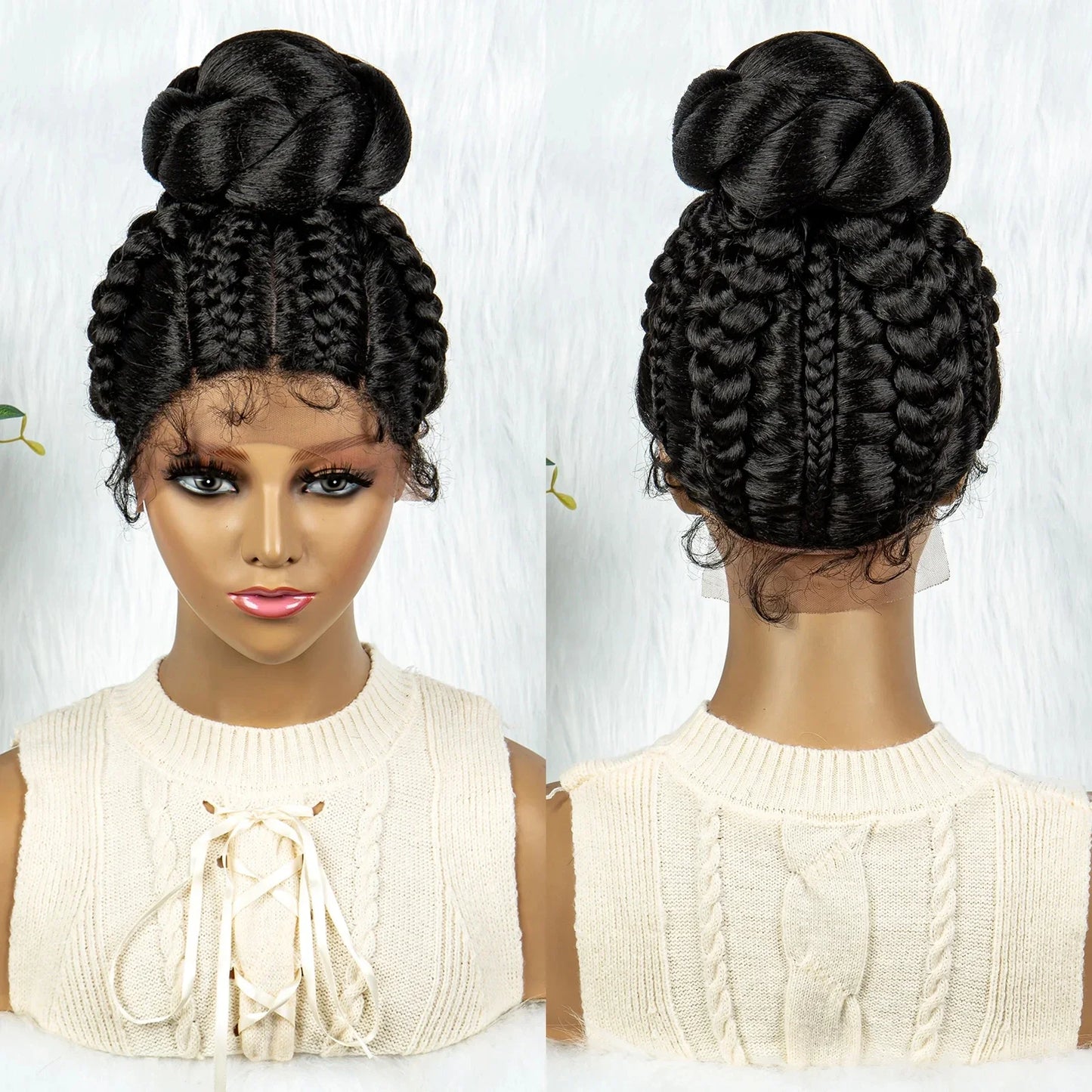 KIMA Bun Updo Braided Wig | Cornrow Style | Lace Front with Baby Hair