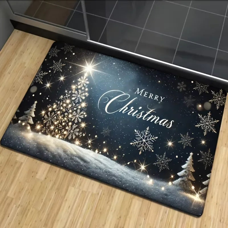 VIKAMA Christmas carpet soft doormat Christmas tree romantic floor mat living room carpet Rug For Bedroom Welcome Mat Outdoor