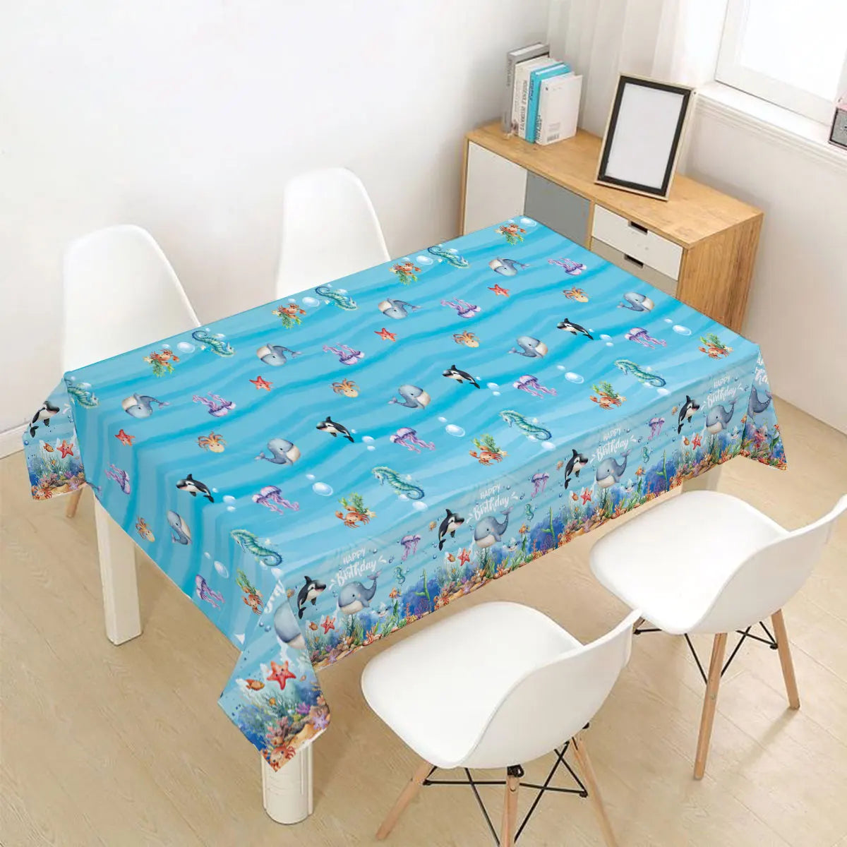 Under The Sea Summer Ocean Theme Birthday Party Decor Kids Boy Background Cute Dolphin Starfish Decoration Event Banner Props