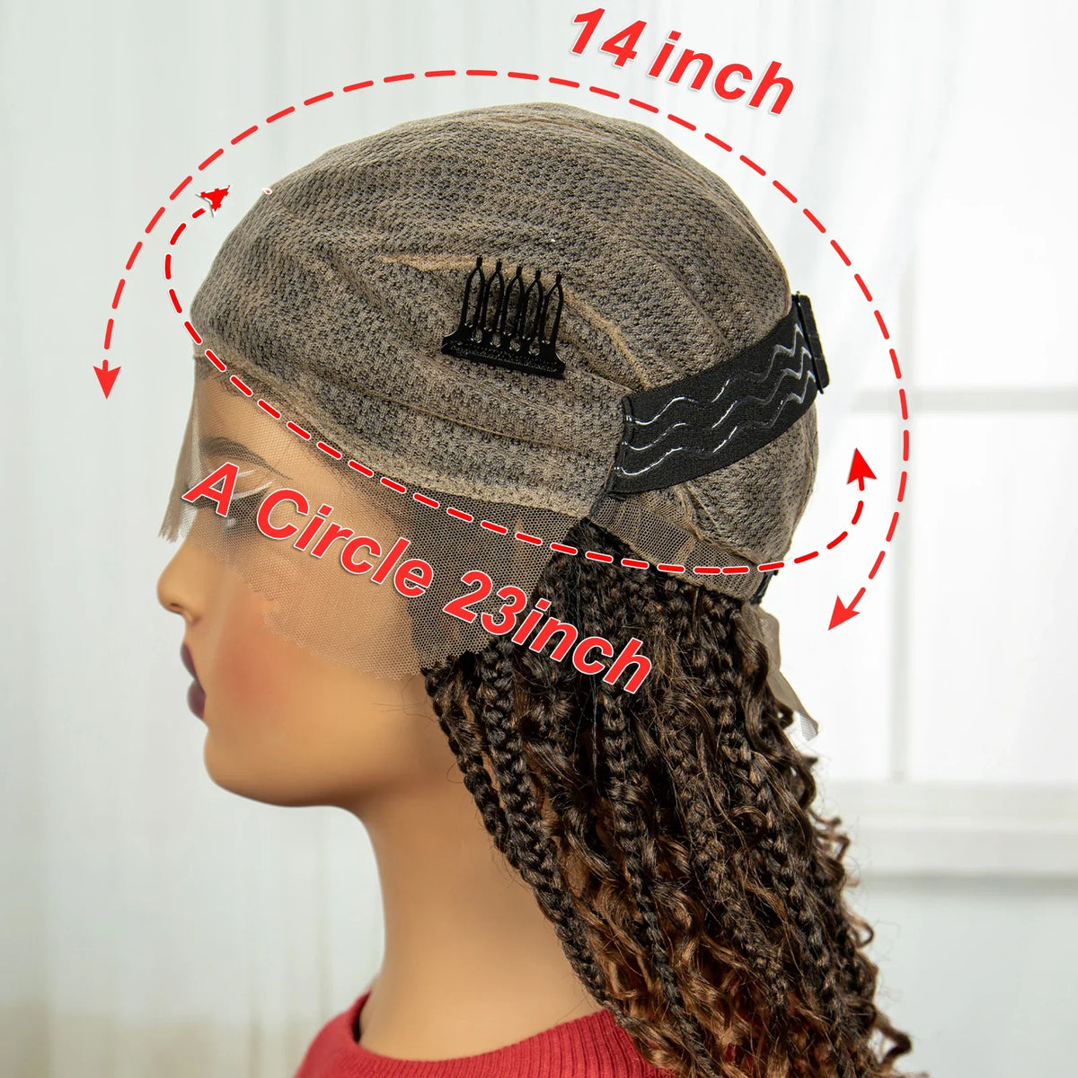 Burgundy Curly Ends Knotless Braids Bob Wig | 99J | Full Lace | Boho Style