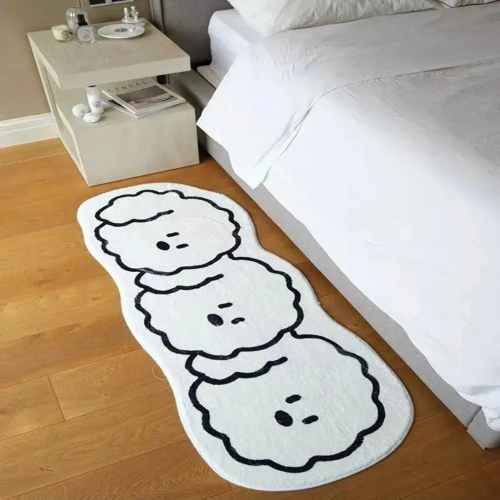 VIKAMA Adorable White Dog With Black Outline Bedroom Living Room Rug Waterproof Slip Resistant Stain Resistant  Home Decor