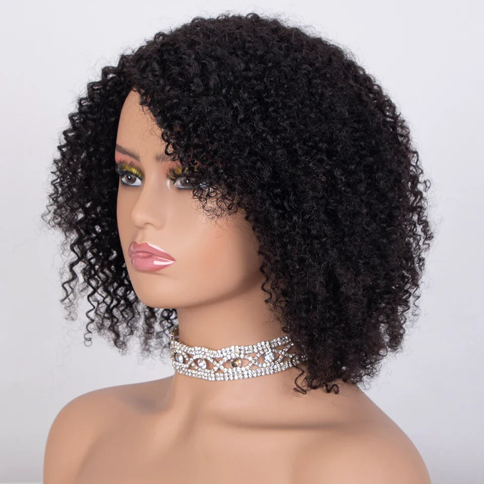 Ombre Highlight Afro Kinky Curly Human Hair Bob Wig | Full Machine Made Peruvian Remy