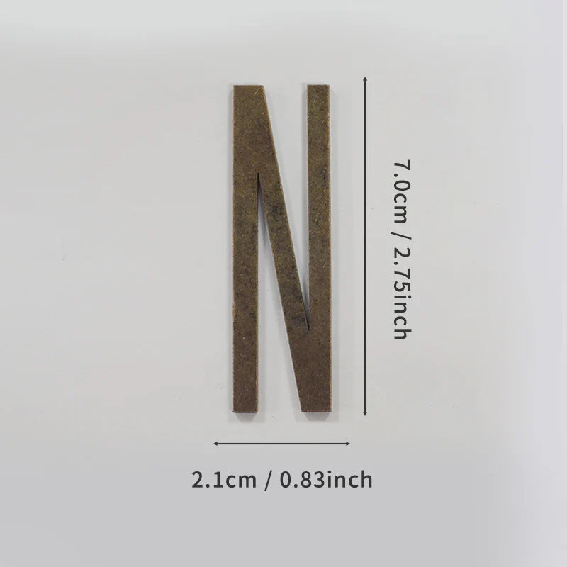 Bronze Self Adhesive House Number Metal English Alphabet Letters for Apartment Room Door Plate Table Mailbox Number Stickers 7cm