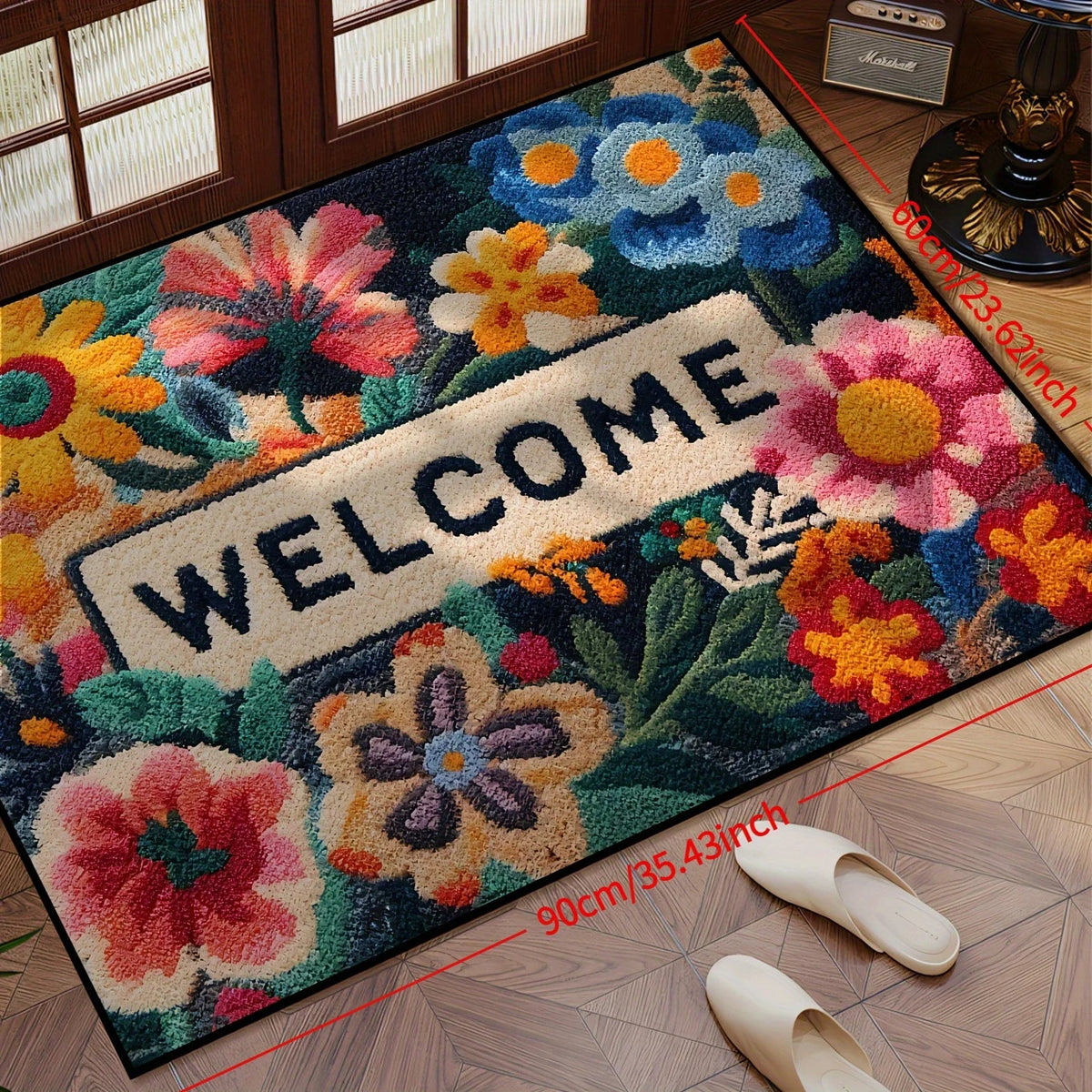 VIKAMA Beautiful  Flower Doormat Non-slip Floor Mat Absorbent Bathroom Mat Rug For Bedroom Living Room Carpet Welcome Mat