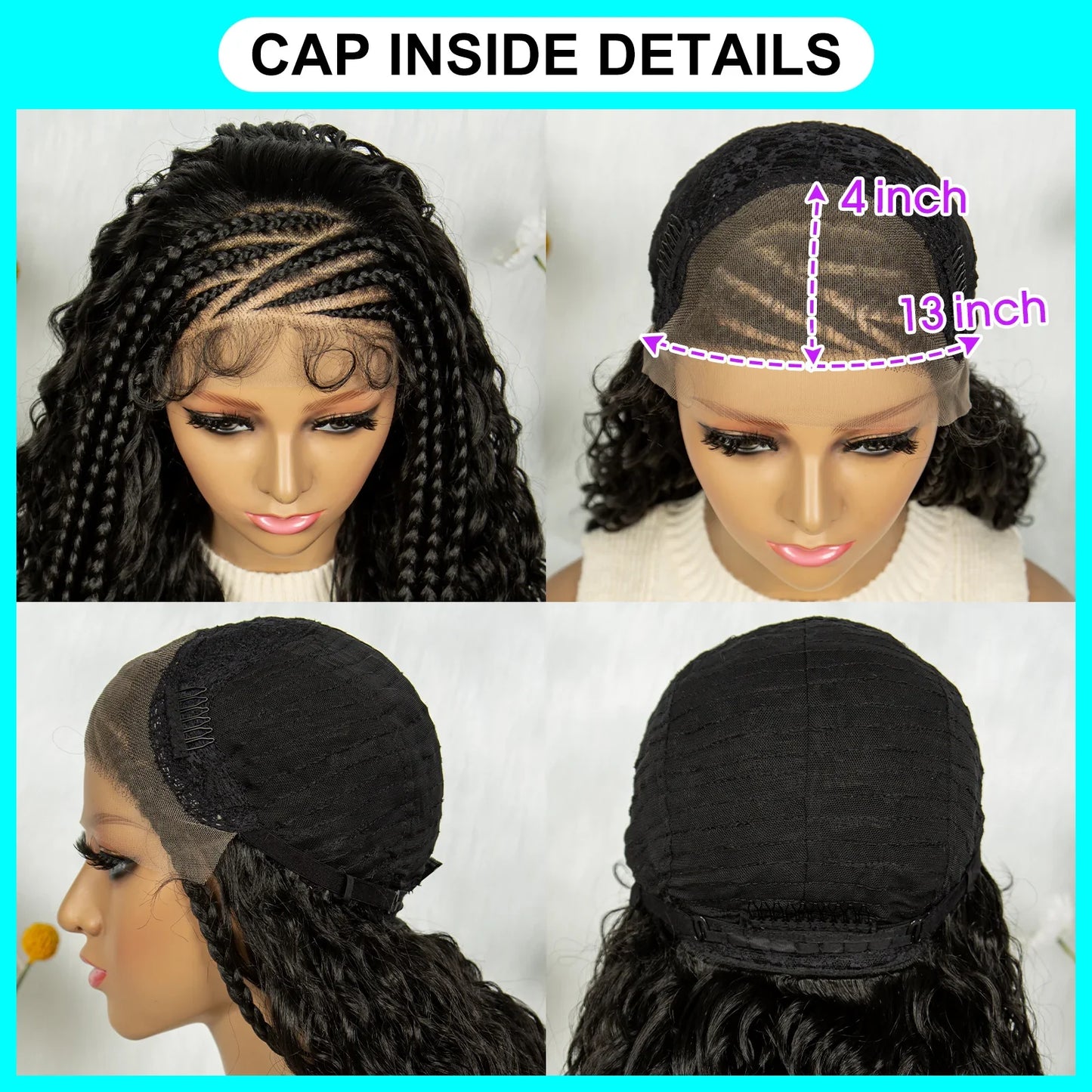 Burgundy Cornrow Stitch Curly Braids Wig | 13x4 Lace Front | Baby Hair | KIMA
