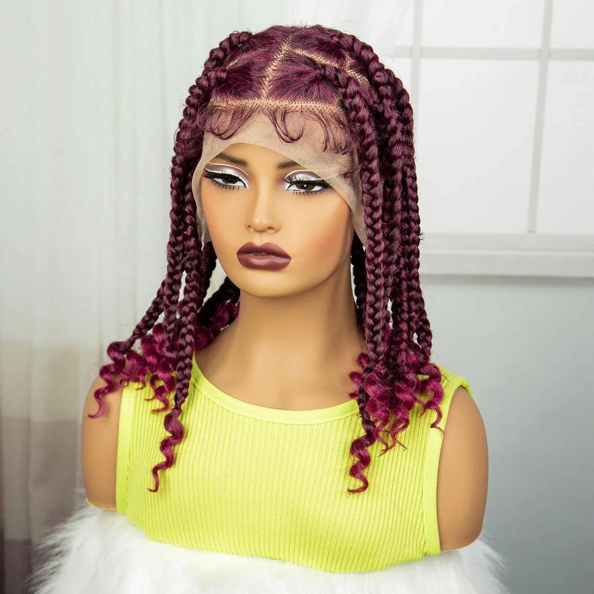HD Full Lace Knotless Box Braids Wig with Curly Ends | Baby Hair