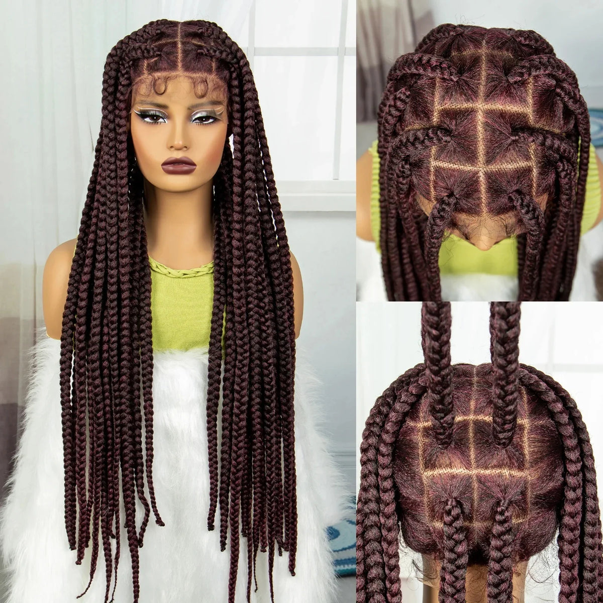 Knotless Twist Braids Full Lace Wig | Straight Synthetic Braids | Baby Hair | Black Women