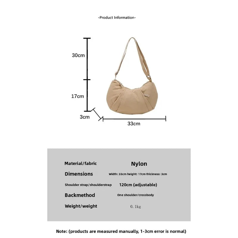 New Large-Capacity Crescent Bag for Women | Trendy Casual Nylon Shoulder & Crossbody Bag (Simple Croissant Style, Commuting)