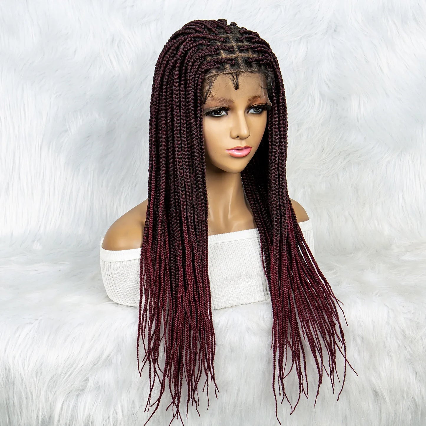 Colorful Knotless Box Braids Wig | Full Lace Front with Baby Hair