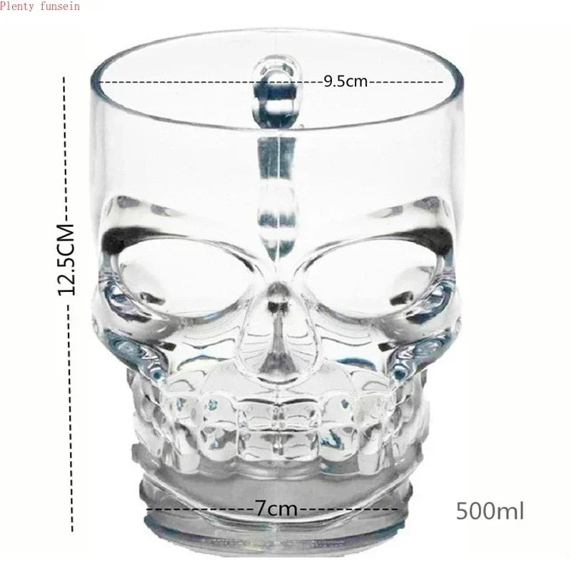 Classcial Pirate Partner Beer Cup 500ml Crystal Glass Creative Skull Face Bone with Handle Drinking Wine Vodka Essential Bar KTV